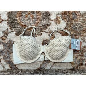 Shade and Shore Cream Crochet Boho Bikini Top Size 34D New